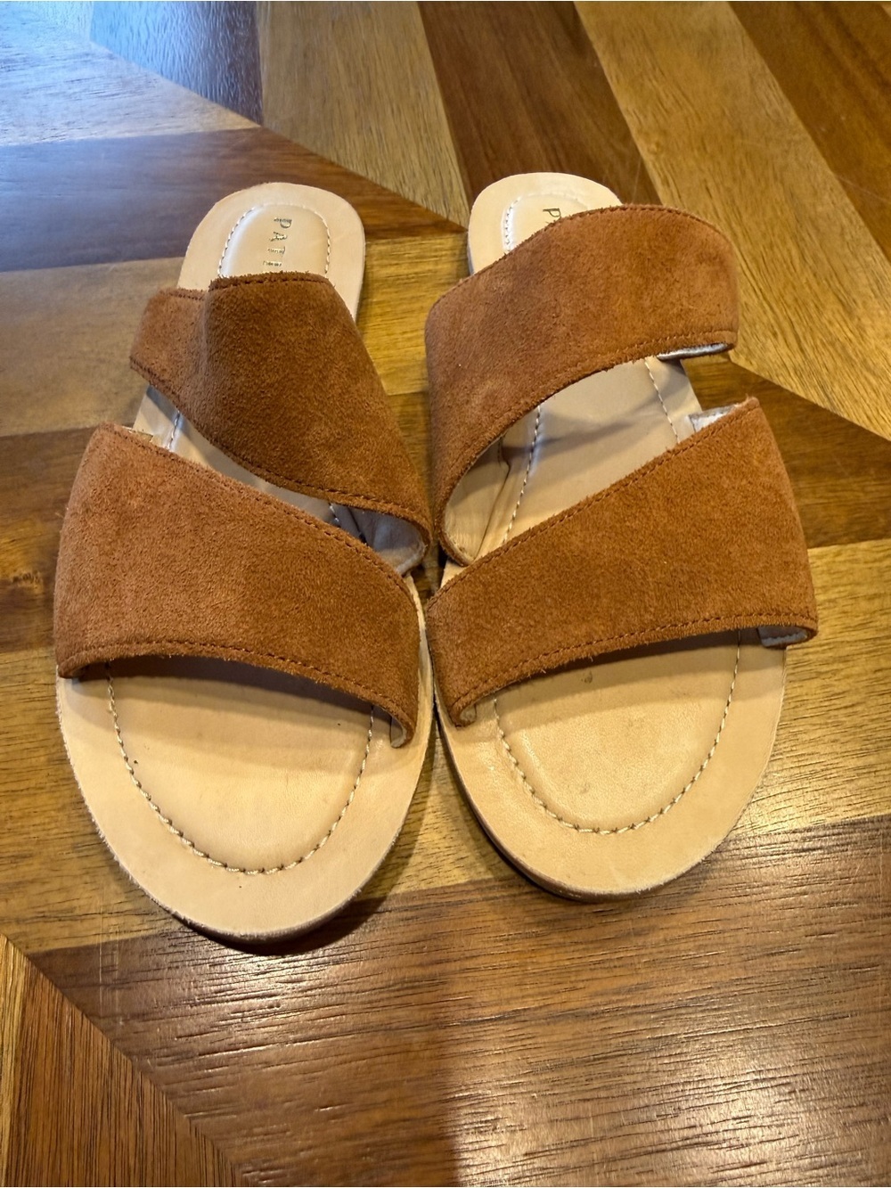 Patina Brown Suede Double-Strap Slide Sandals Handmade in Mexico